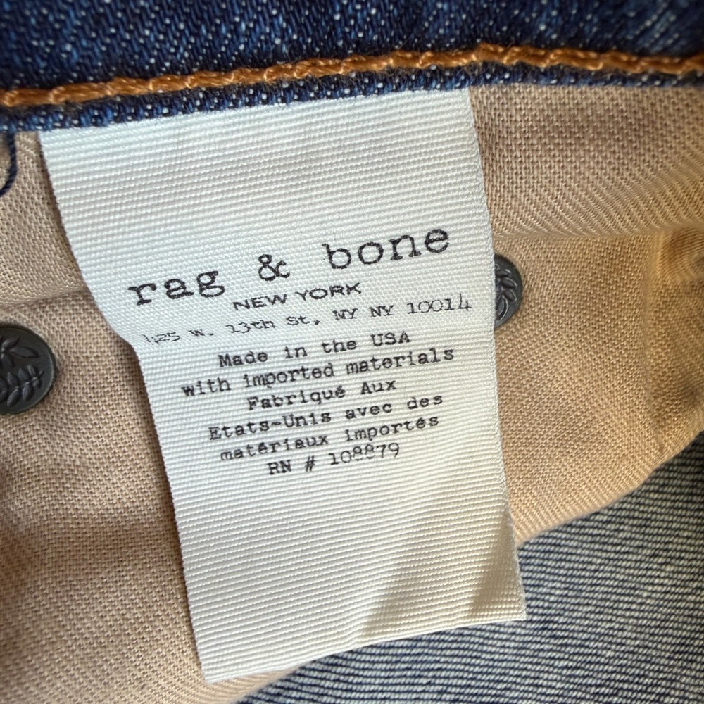 Rag & Bone The Dre Slim Boyfriend Jeans Indigo Blue Whiskered Denim Size 24 USA - Picture 9 of 13